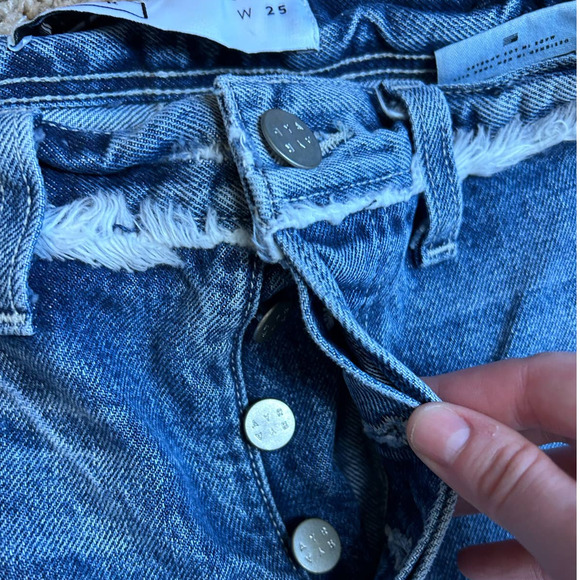 AYR The Arch High Waist Button-Fly Crop Jeans Acid Wash Blue Size 25 - Picture 8 of 8